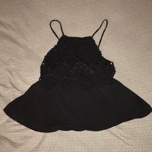 Black Square Neckline Tank Top